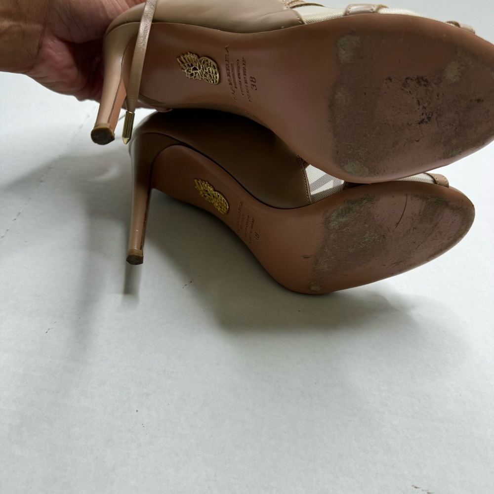 AQUAZZURA Strappy Tan Lace Up Heels Size 38 - Picture 8 of 12